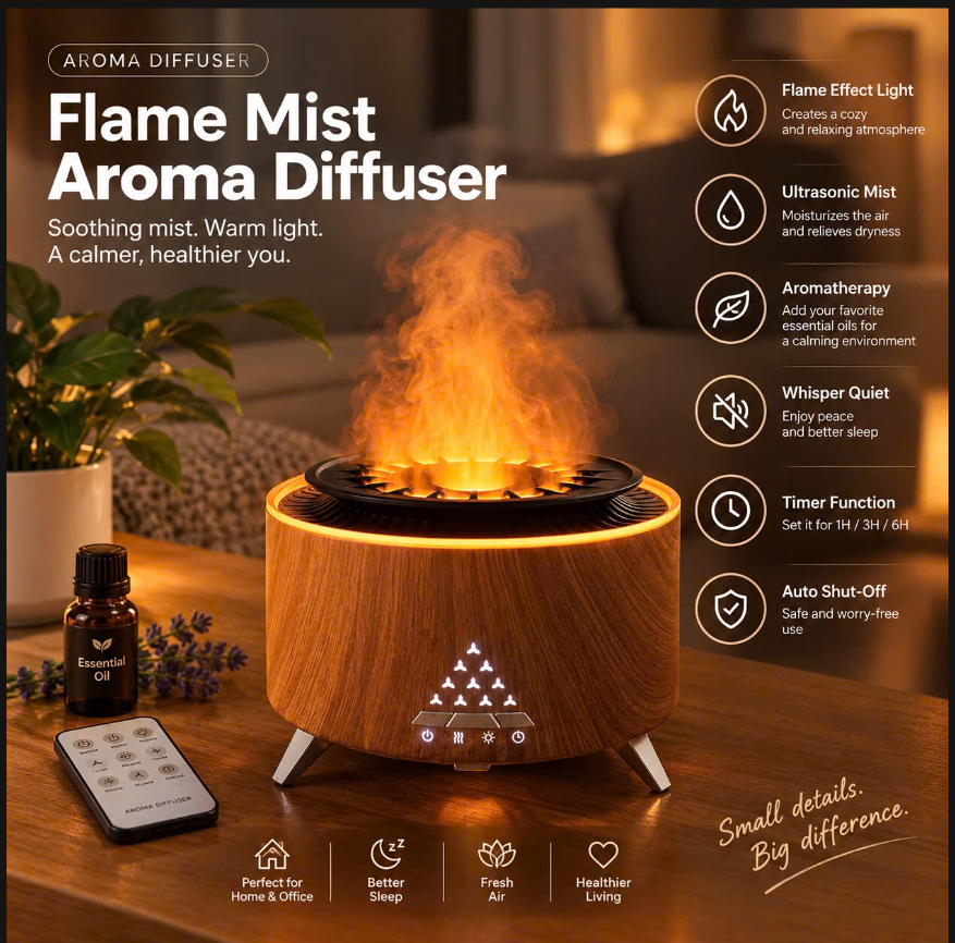 Sginpot White Noise Sound & Flame Aromatherapy Sleep + Natural essential oil set